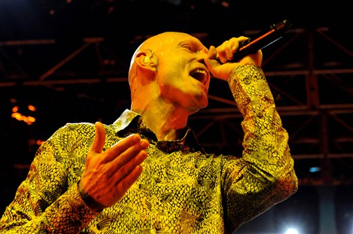 Peter Garrett performs with Midnight Oil on March 12, 2009