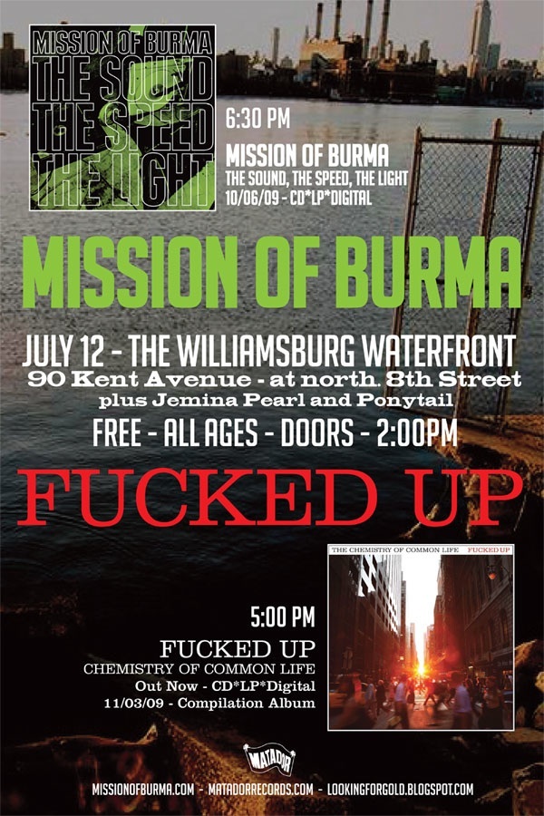 Mission of Burma / Fucked Up concert poster, via Matablog