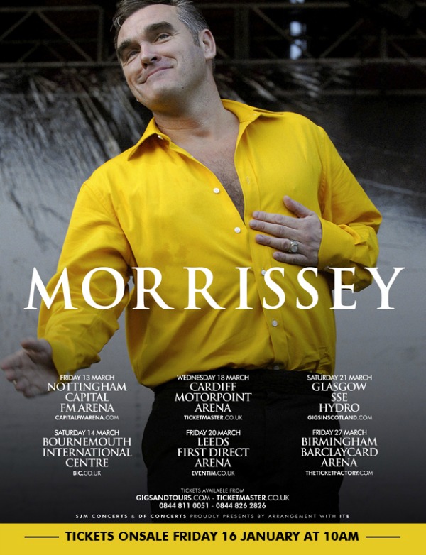Morrissey announces arena tour hitting 6 cities in the U.K. this March